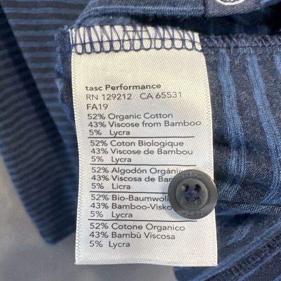 Tasc Coastal Collection Striped Polo Shirt Bamboo Mens Size M Blue Golf Stretch - Picture 7 of 8